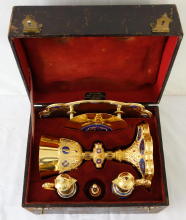 French antique solid silver gilt Gothic Chapel Set